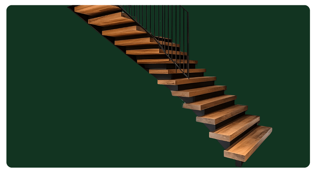 Treppe Stufen Eiche mit Metallrahmen schwarz